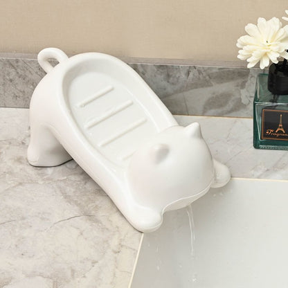 Cat-Shaped Self-Draining Soap Dish – Cute Sink Soap Holder