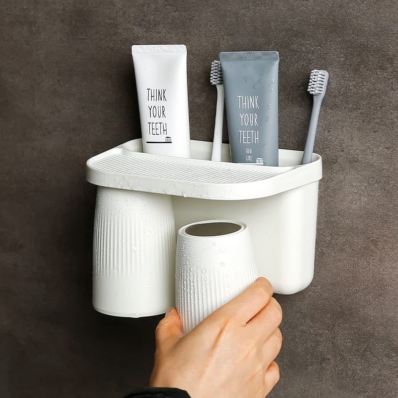 Wall-Mounted Toothbrush Holder with 2 Cups