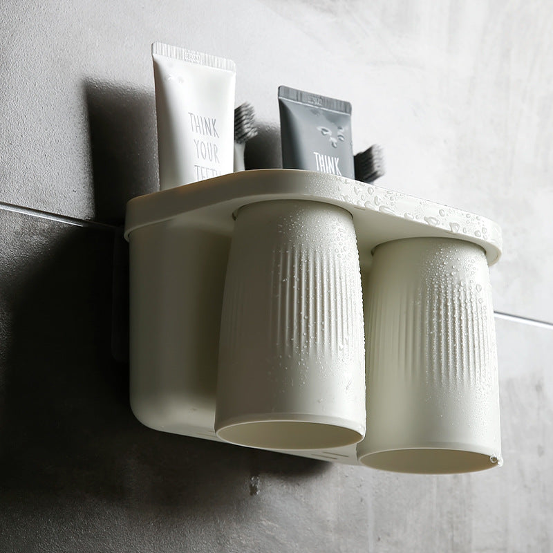 Wall-Mounted Toothbrush Holder with 2 Cups