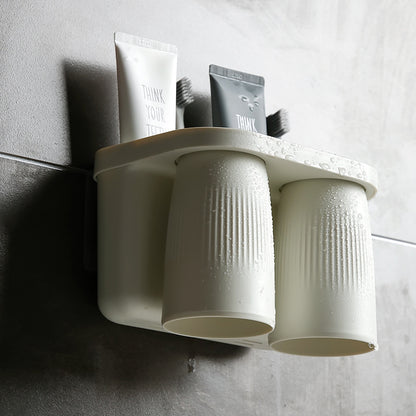 Wall-Mounted Toothbrush Holder with 2 Cups