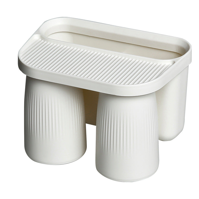 Wall-Mounted Toothbrush Holder with 2 Cups