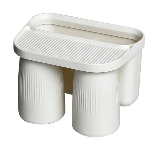 Wall-Mounted Toothbrush Holder with 2 Cups