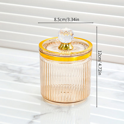 Bear-Top Ribbed Storage Jar with Lid