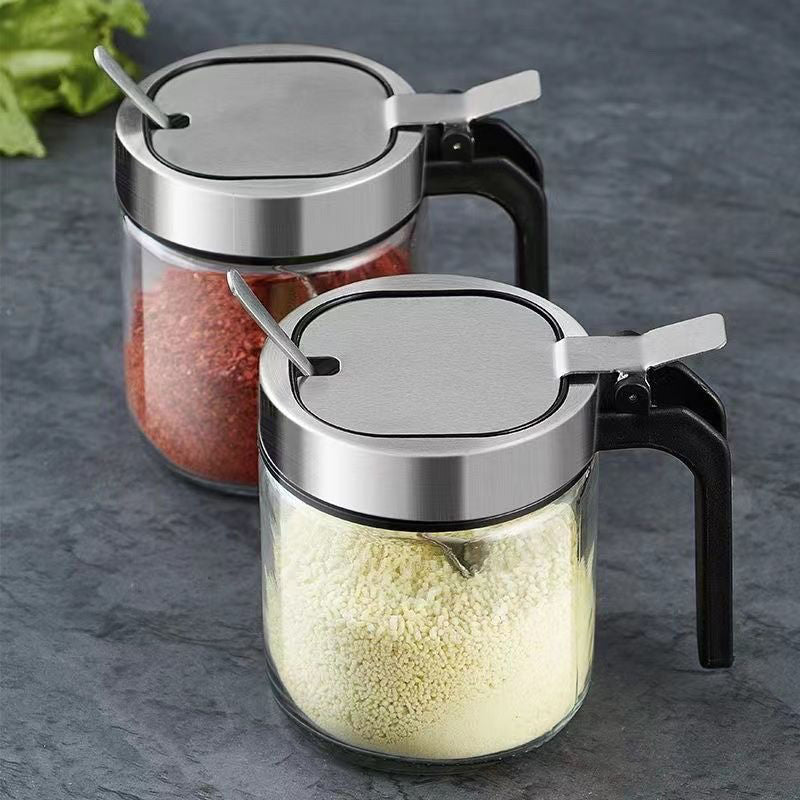 Glass Seasoning Jar with Built-In Spoon