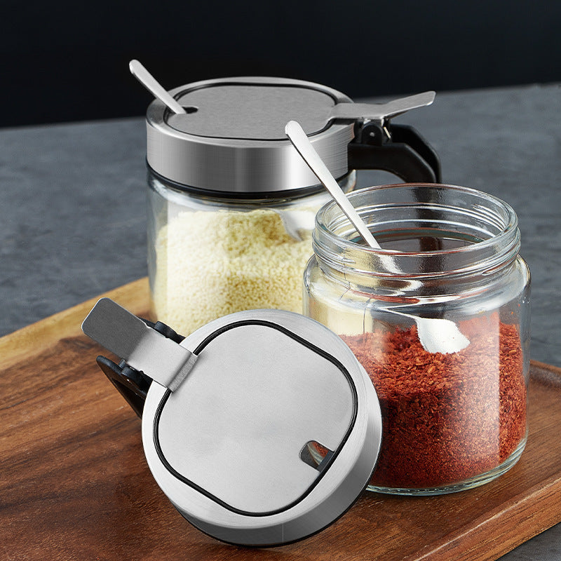 Glass Seasoning Jar with Built-In Spoon