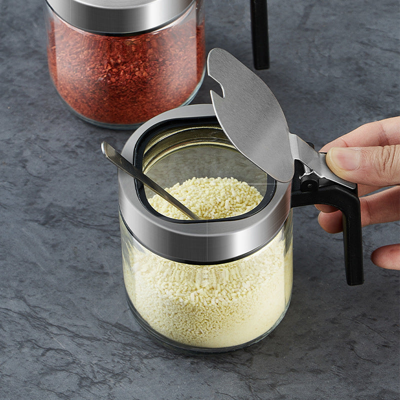 Glass Seasoning Jar with Built-In Spoon
