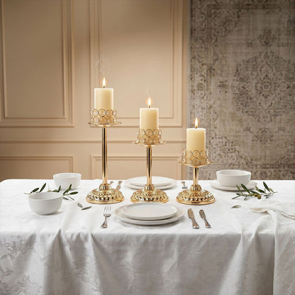 Gold Crystal Candle Holder Set