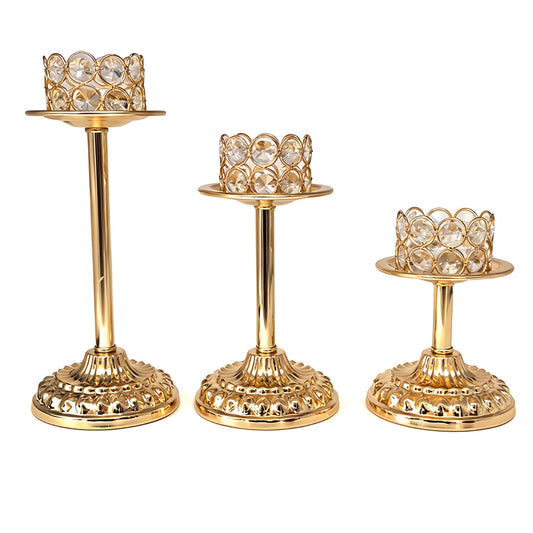 Gold Crystal Candle Holder Set