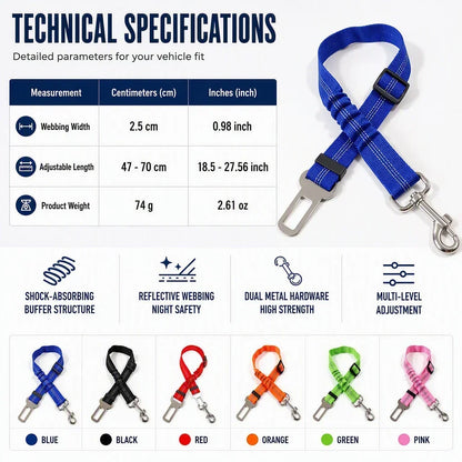 🐶🚗🐾 BUY 1 GET 1 FREE | Shock-Absorbing Pet Car Seat Belt – Safer, Smoother Rides ✨