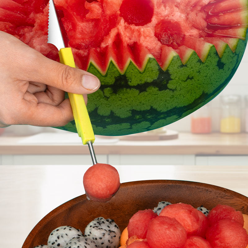 🎁 BUY 1 GET 1 FREE 🍉3-in-1 Fruit Scoop Tool – Scoop, Carve & Create Perfect Fruit Balls with Ease ✨