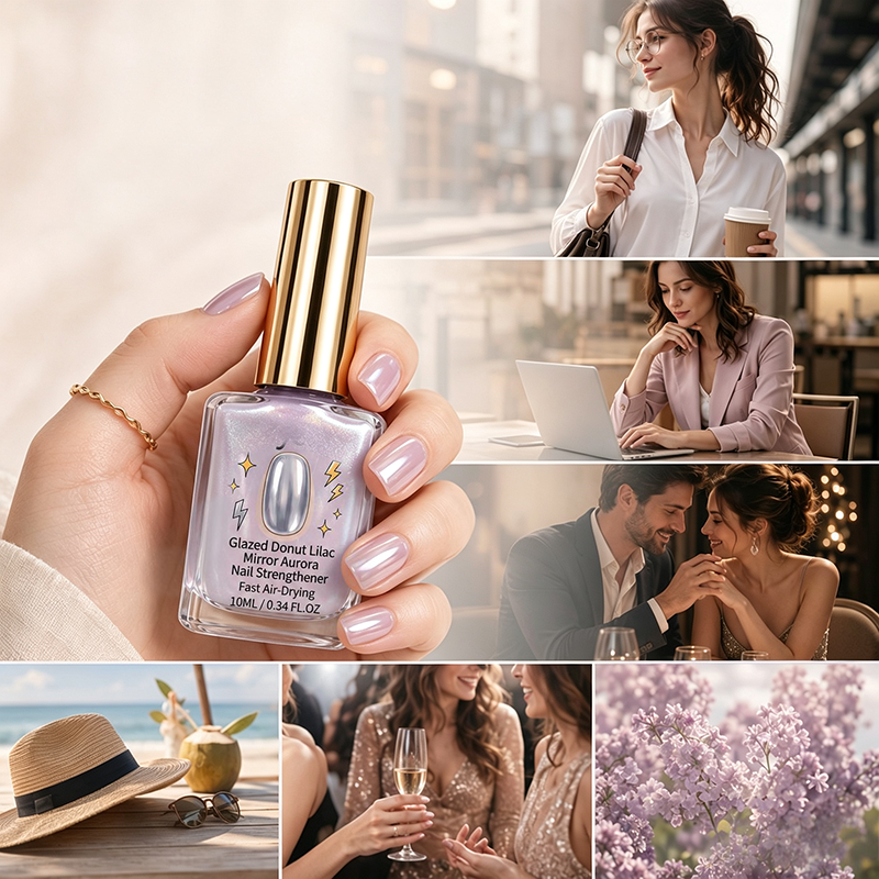 📢📢Buy 2 Get 1 Free 💜Lilac Glossy Mirror Nail Strengthener